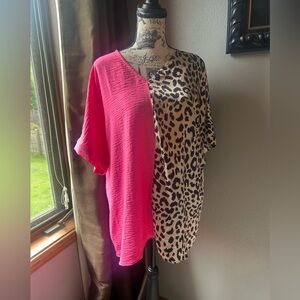 Leopard Print and Pink Women's Top